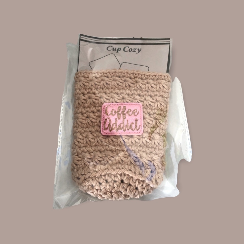 Handmade coffee addict iced drink cozy